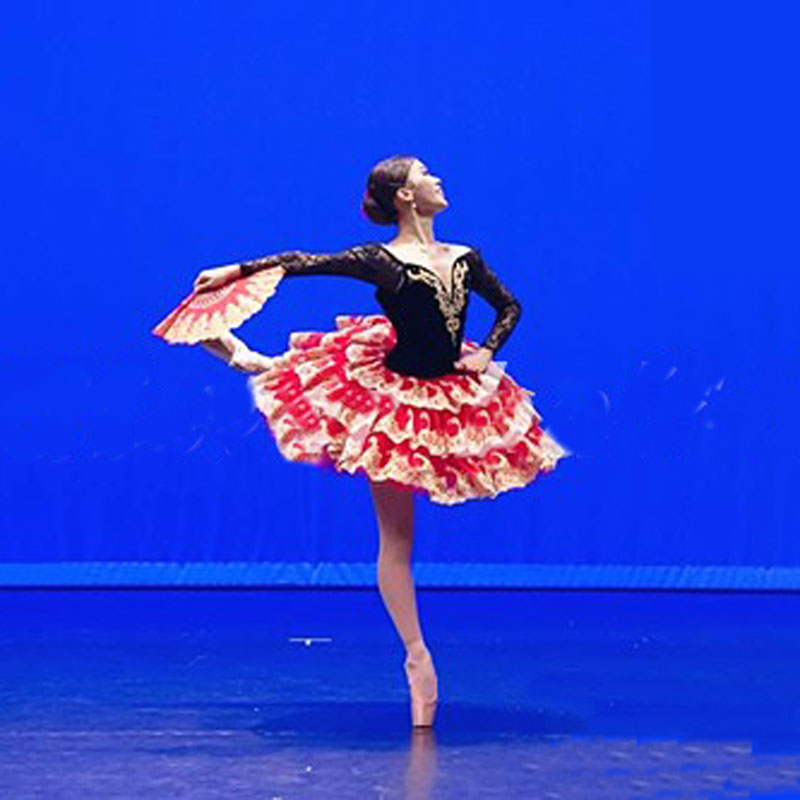 

Women Adult Black Red Professional Ballet Tutu Costume Don Quixote Ballet Tutus Skirt Classical Ballerina Stage Costume Custom, Red and black