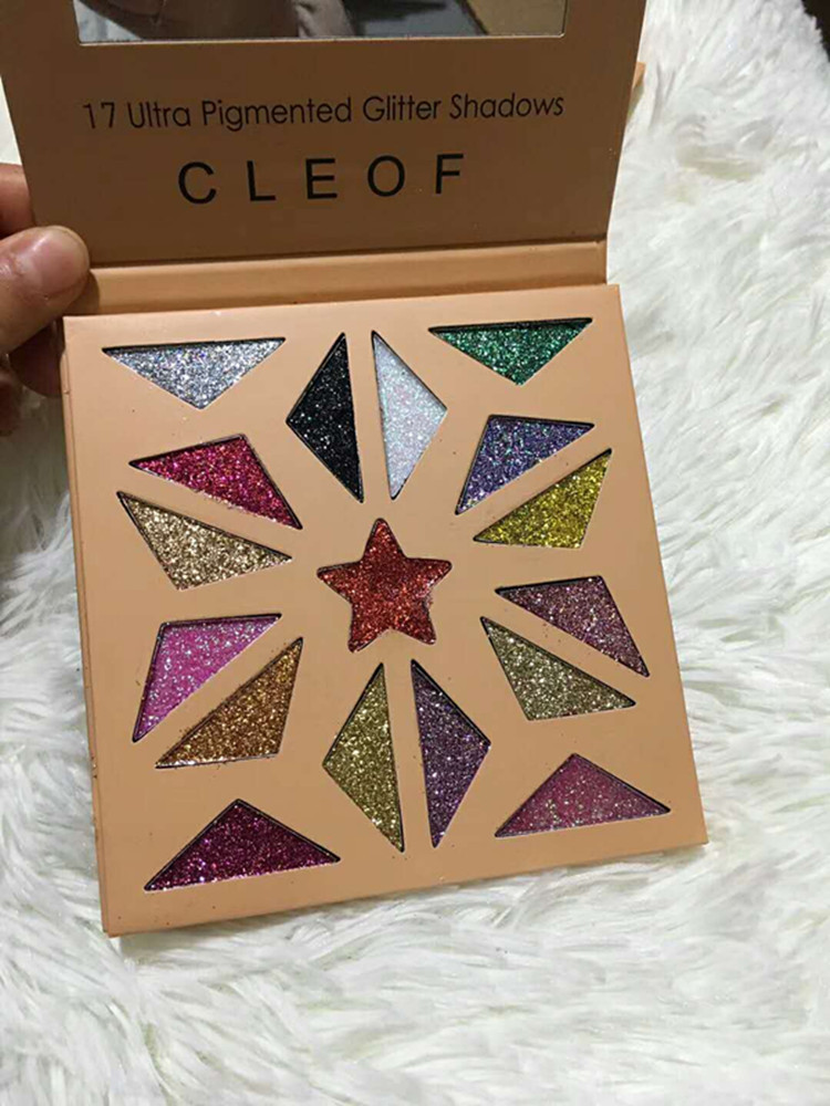 

CLEOF Glitter eyeshadow palette CLEOF Glitter palette 17 Ultra Pigmented Glitter Shadows shipping free, Multi