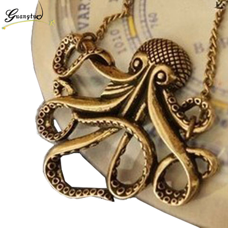 

Vintage Octopus Pendant Necklace Collares For Women Ocean Beach Jewelry Fashion Long Chain Necklaces