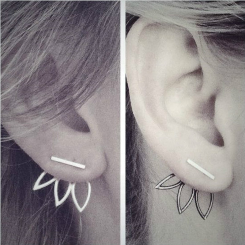 

Double Sided Lotus Stud Earrings Hollowed Out Lotus Earrings for Women Alloy Earrings Fashion Jewelry 4 Colors