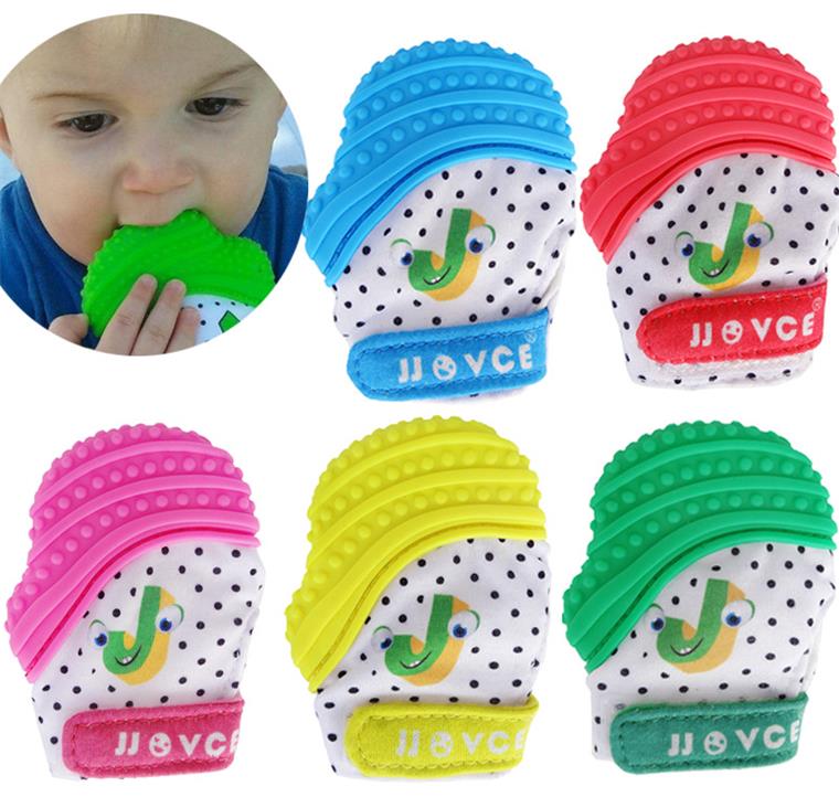 

Baby Dot Teething Gloves Adjustable Mitten BPA Free Safe Silicone Teether Toy Mini Mitt Chewable Glove Baby Shower Gift