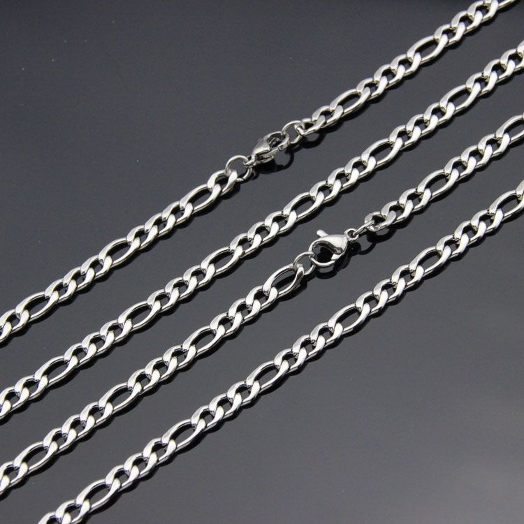 

Factory Price Wholesale 4MM Stainless Steel Figaro Chain Necklace Length 50 55 60 70CM Fashion Cool Party Jewelry Top Quality Free Shipping