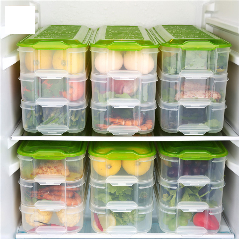

Wholesale 1 PCS Multilayer Rectangle Food Storage Boxes Transparent Seafood Preservation Box Set Kitchen Tools