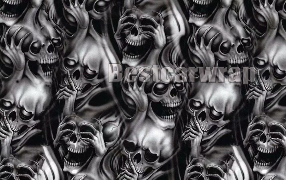 Skull Camo Vinyl Wrap Sticker Capot de voiture, autocollant en vinyle, autocollant graphique en vinyle de voiture, enveloppement, capuche de voit
