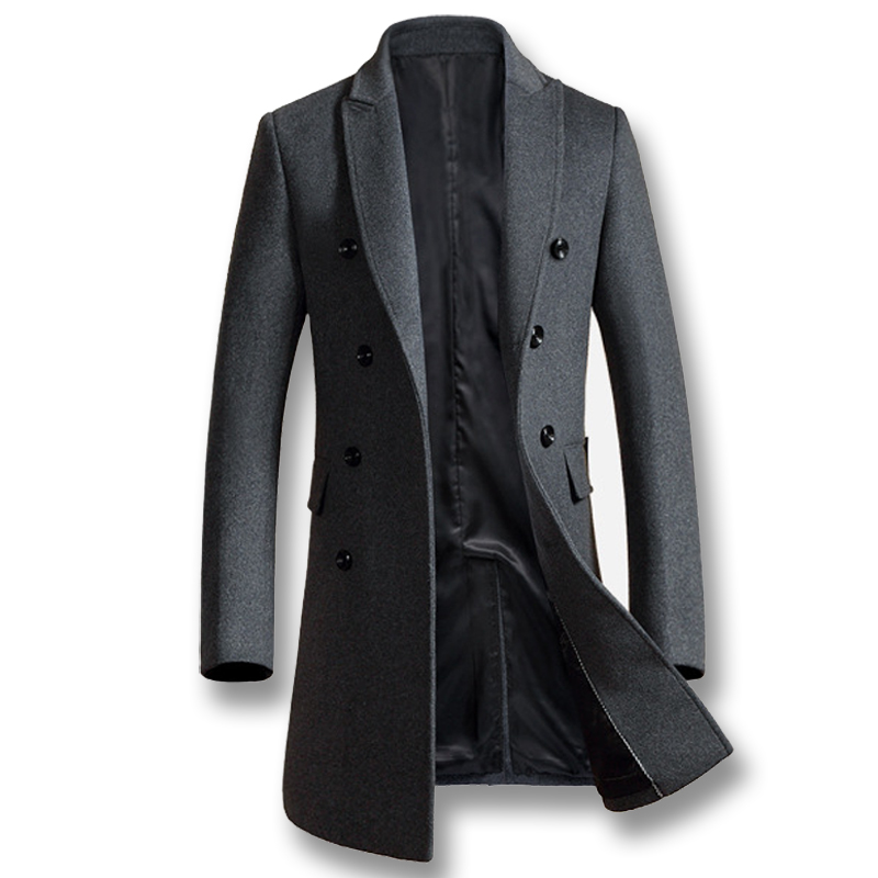 

2018 New Autumn Trench Coat Overcoats Jacket Men's Casual Slim Fit Peacoat Hombre Outwear, Gray