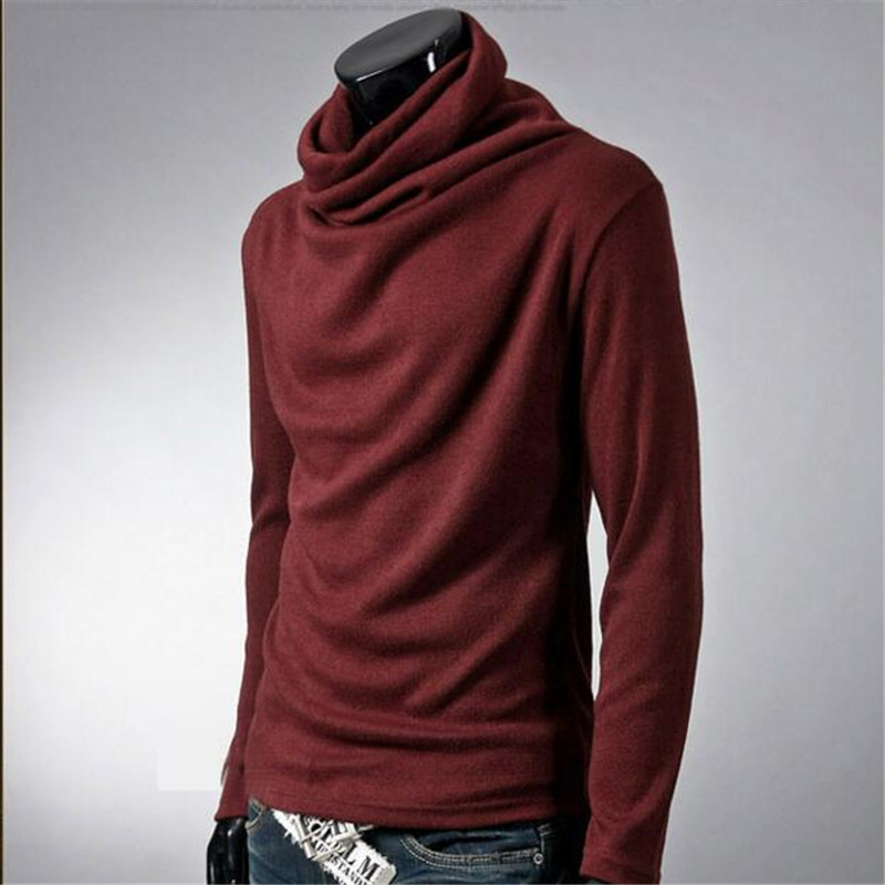

new winter long sleeve Thin sweater men's turtle neck and colorful Solid mens sweaters knit bottom 6 colors, White