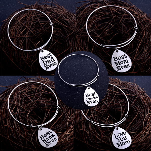 

Wholesale Family Gift Mom Dad Nana Bracelet Charm Jewelry Adjustable Bangle