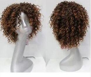 Livraison gratuite nouvelle haute qualité mode image perruque vouge mode mélange court brun bouclés femmes perruque de cheveux perruques pour fem
