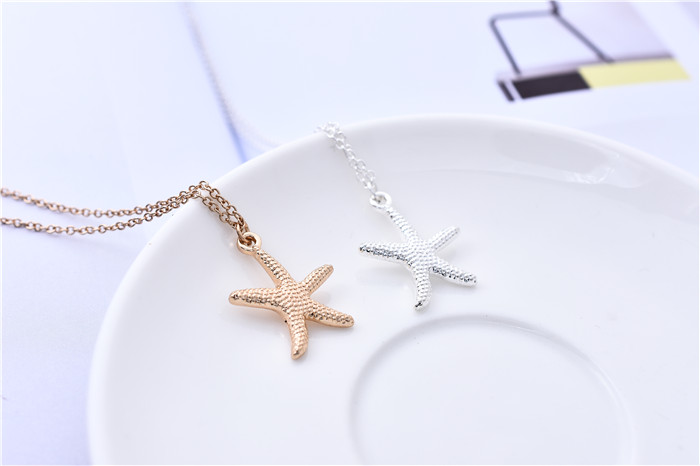 

30pcs Five Point Star Fish Clavicle Necklace Pentangle Fish Chain Pendant Necklace Beach Casual Style Jewelry Gift for Couples