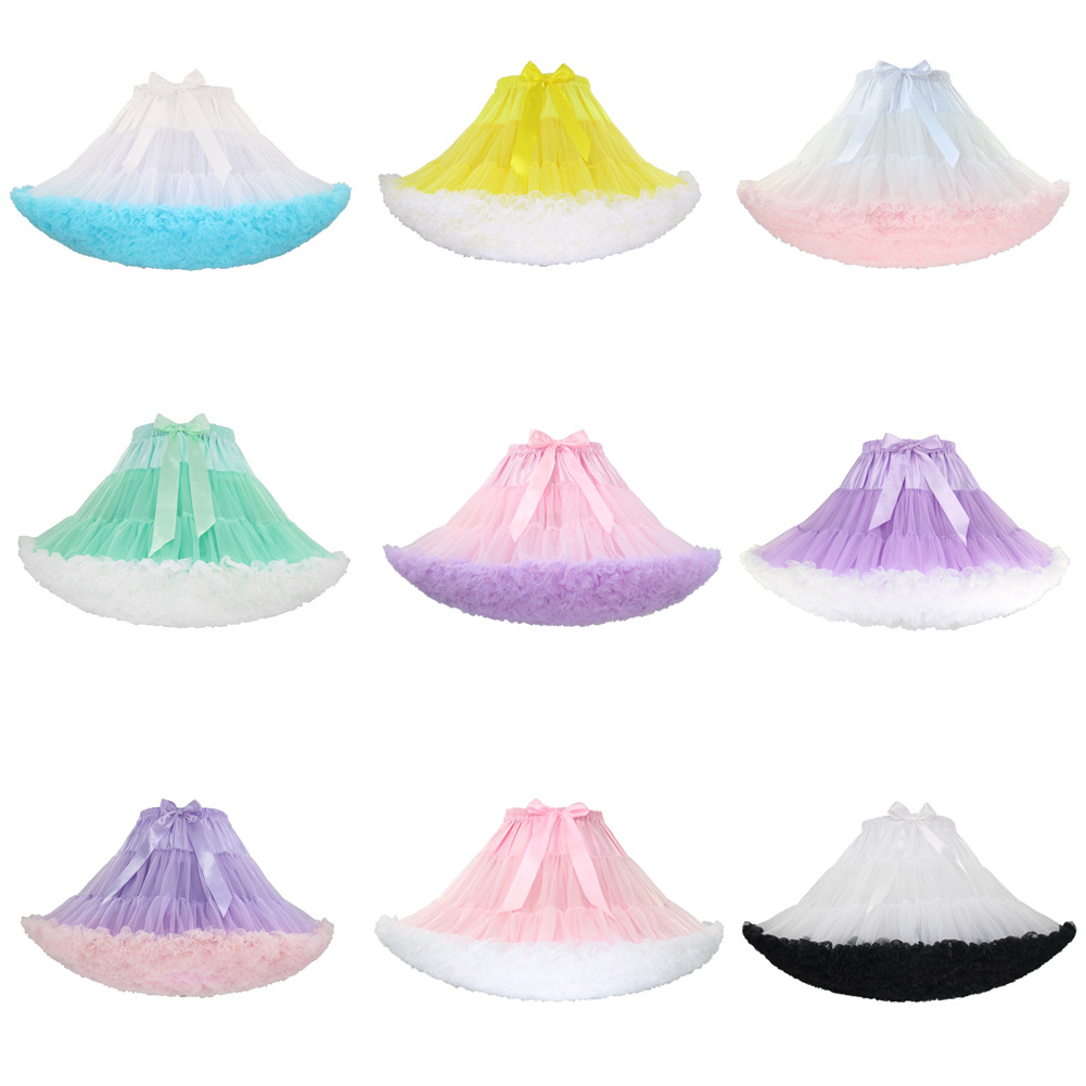 

2018 Tutu Underskirt Lolita Boneless Short Petticoat Super Sweet Soft Puffy Violence None Hoop Crinoline Skirt Yarn Petticoat Cosplay, White