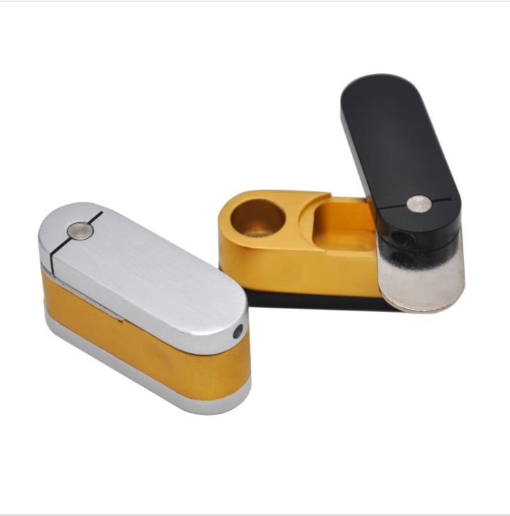 

New Free Hand-held Cigarette Holder Metal Aluminum Double Rotating Portable Pipe