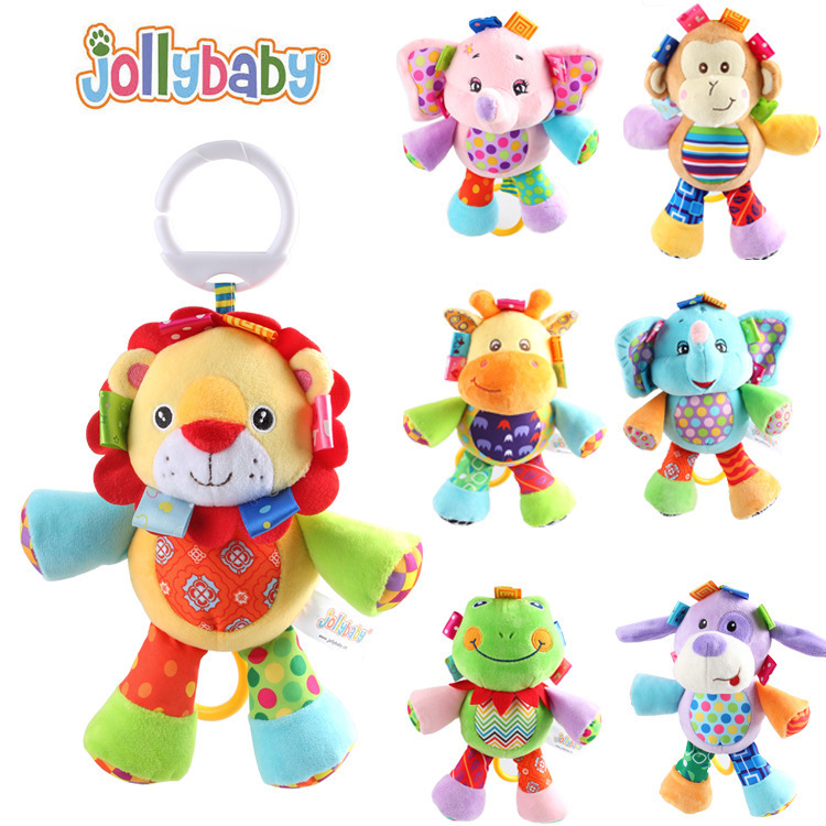 Jollybaby Pull and Play Melody Cute Musical cartoon Plush Stuffed Animal Baby Comfort Crib Hanging Bed Toys for Infant Toddler Bell Gift-image-415982071