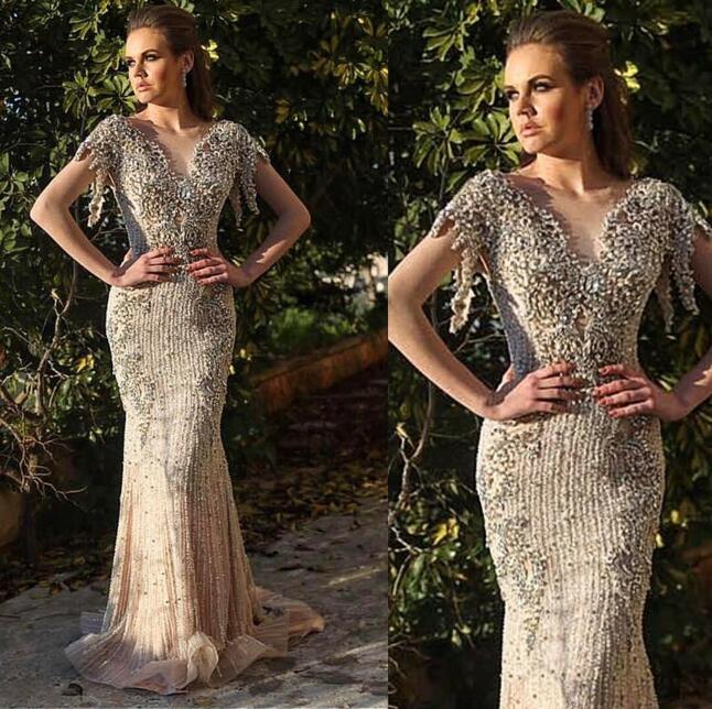 

evening dress yousef aljasmi kim kardashian puffy sleeve beadeda vneck mermaid long dress almoda gianninaazar zuhlair murad kim kardashian, Same with picture