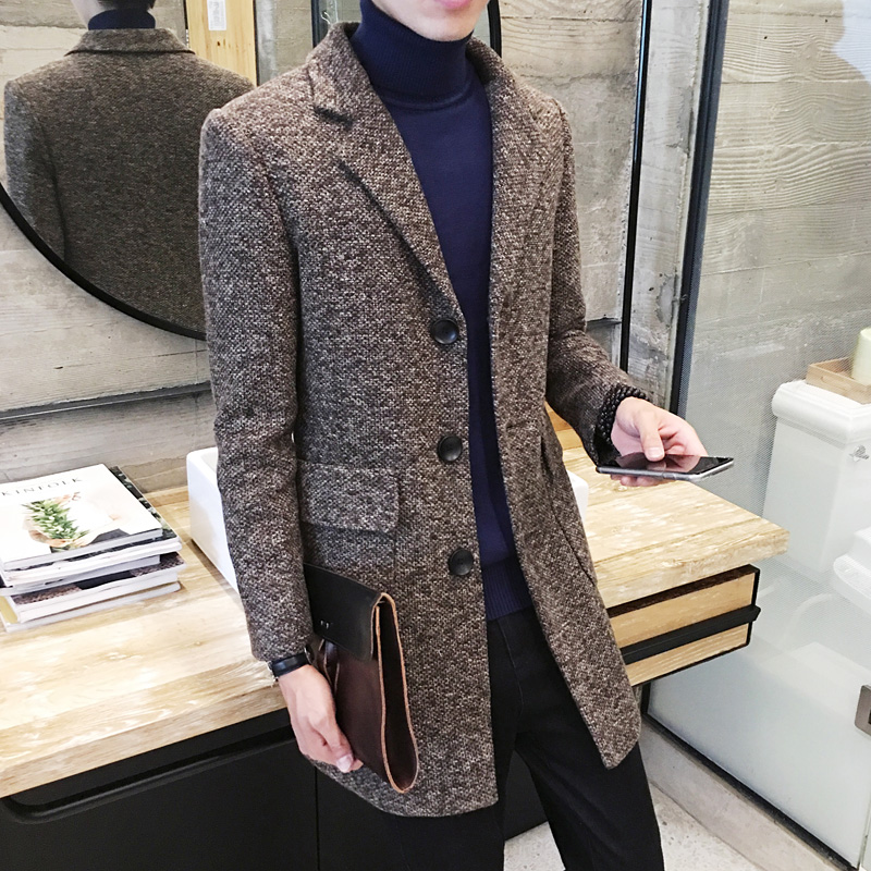 2018 tide male coat men in the long section of it coat wild small fresh cloth style windbreaker fashion Slim trench coat