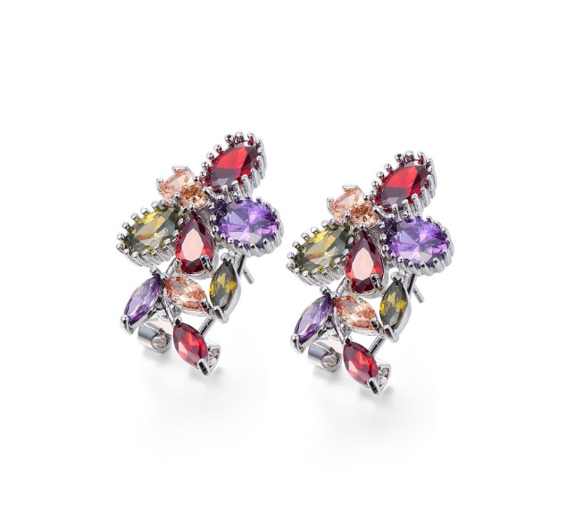 

Luckyshine 3 Pairs / Lot 2 Color New Year Gift Party Jewelry Cubic Zirconia Gemstone 925 Sterling Silver Plated Women Wedding Stud Earrings