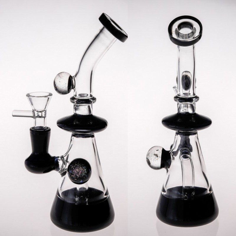 

Black Glass Bongs Inline Perc two fuction Oil Rigs Glass Bongs With Uv Material Noctilucent Mini-Ball Hookahs in stock Smoking Pipe