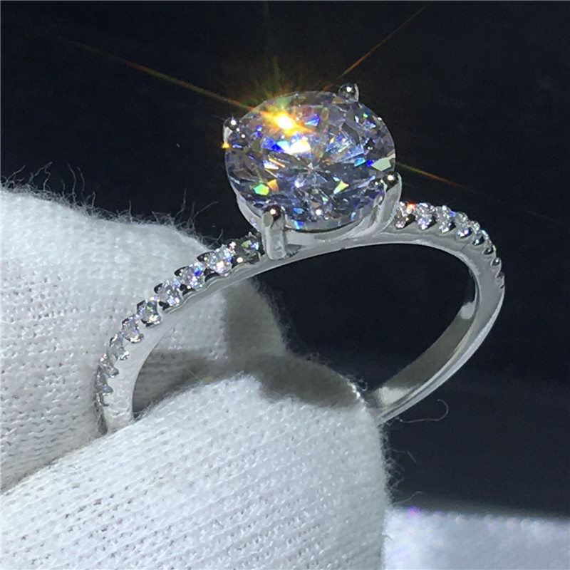 

solitaire Finger ring 100% Soild 925 Sterling silver Promise 5A Zircon cz Cross Engagement wedding band rings for women Gift