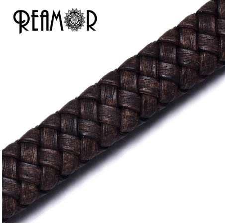 

REAMOR 10*5mm Wide Genuine Braided Leather Rope Vintage 2 Colors String Cord For Jewelry Making Craft Jewelry Accessories