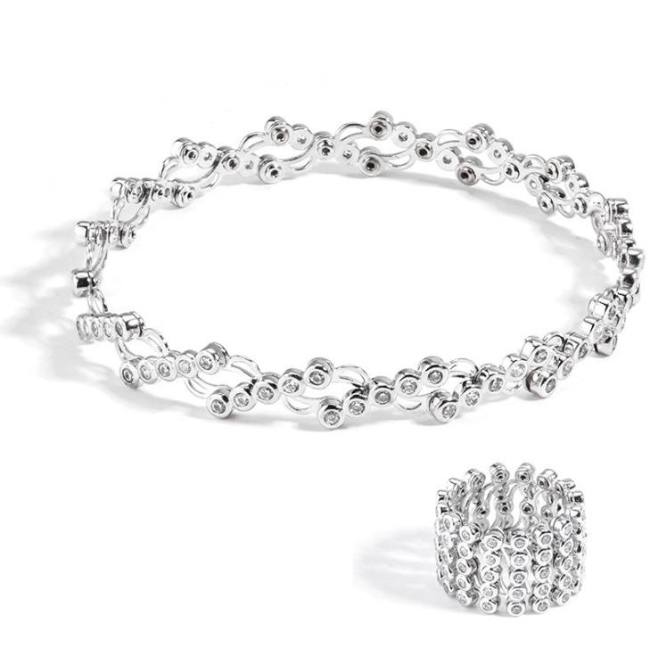 Bracelets en argent Sterling 925 pour femmes, bracelets en cristal télescopiques, couleur or Rose et argent, bijoux pliés, Bracelet pour filles
