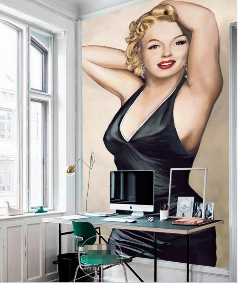 

3d wallpaper custom photo Hand painted Marilyn Monroe porch Background wall Home improvement 3d wall murals wallpaper for living room, Light yellow