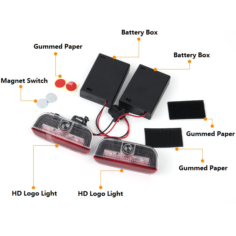 

LED Door Logo light battery FOR no lamp VW Passat B6 Golf5 6 7 Jetta MK5 MK6 CC Tiguan Scirocco VW R R-line