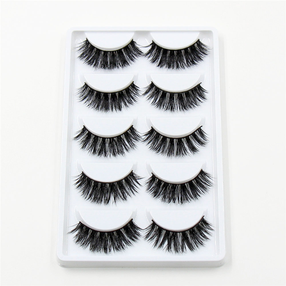 

3D Mink False Eyelashes 5 pairs Natural Extension Long Cross Thick Mink Lashes Handmade Eye Lashes K01