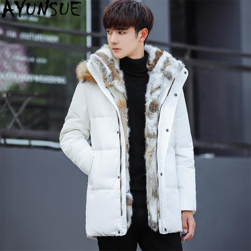 

AYUNSUE Down Coat Winter Duck Down Jacket Men Fashions Plus Size Korean White Men' Jackets and Coats Parka Doudoune Homme KJ577, Black
