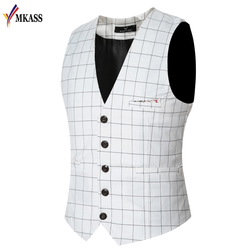 

Hot Sale Fashion Slim Fit Thin Grid Plaid Men Waistcoat Tops Spring Autumn New Man Suit Vest Hot Sale Quality Suit Vest Male, Navy blue
