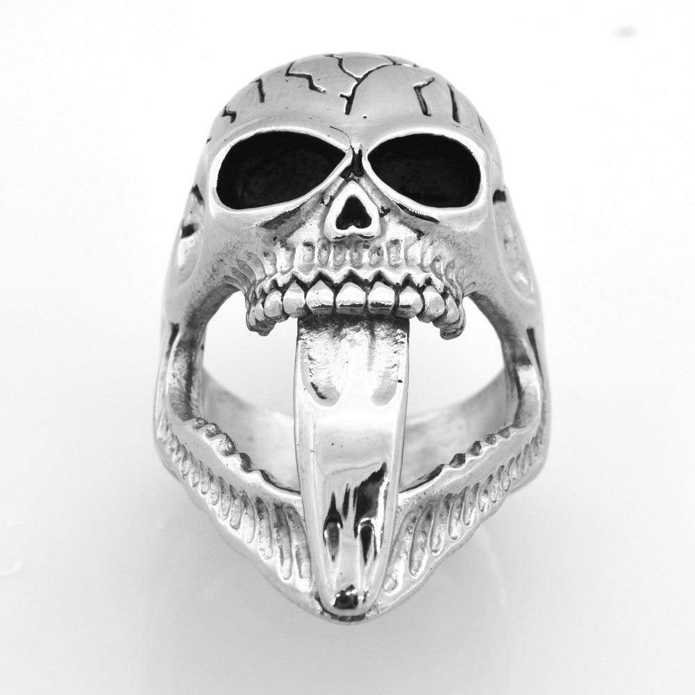 

FANSSTEEL STAINLESS STEEL punk vintage mens or womens JEWELRY GHOST SKULL SIGNET RING MEDALLION SKELETON GOTHIC BIKER RING FSR07W72