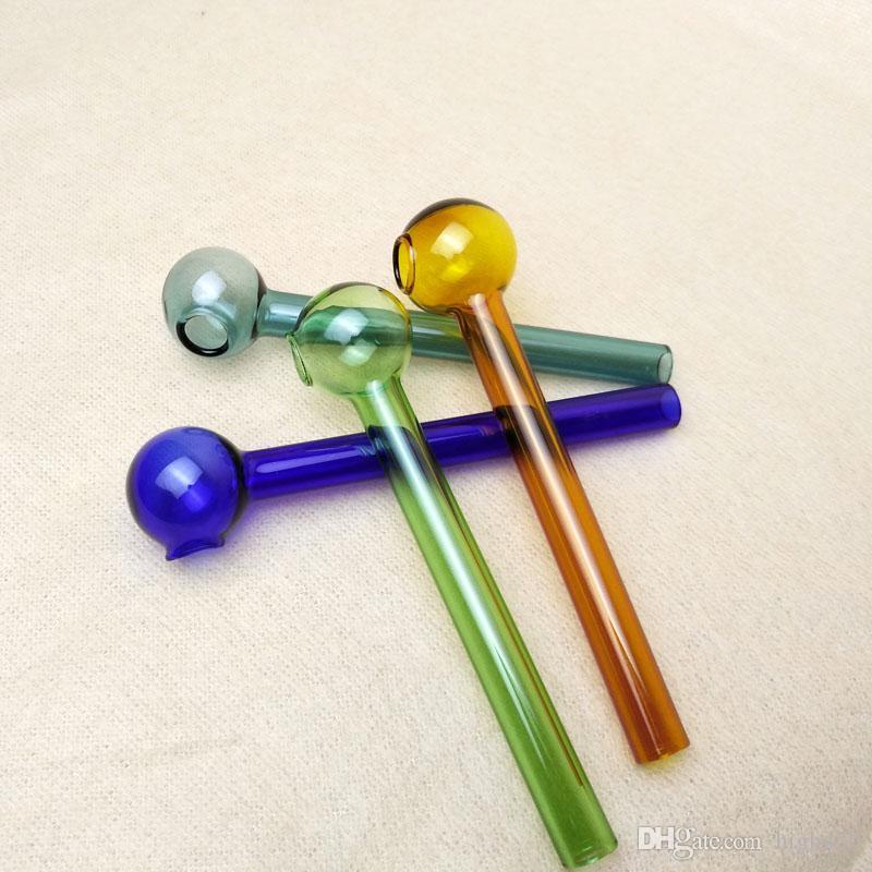 

Oil Burner Glass Mini Spoon Hand Smoking Pipes Colorful Small Pyrex Straight Tube Pyrex Pipe Colored