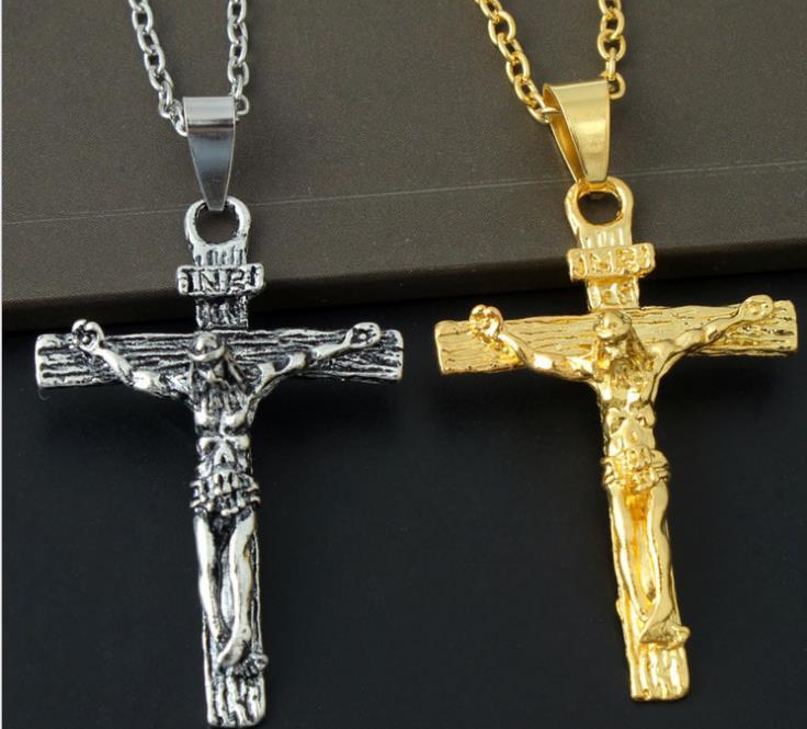 

Wholesale crucifix cross pendant necklace bracelet gold stainless steel fashion religious jewelry for women men faith necklace gift