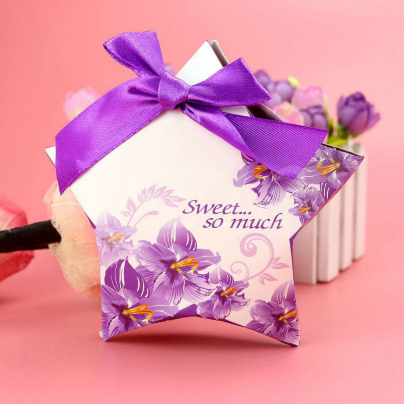 

FEIS wholesale Pentagram Classical Printing Sweet Candy Box Wedding favors Wedding Party Baby Shower Marriage Gift, Purple