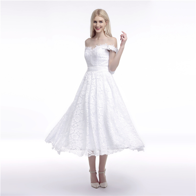 

Off the Shoulder Lace Wedding Dresses Fancy Zipper with Buttons Back Plus Size Wedding Dresses vestidos de novia, White