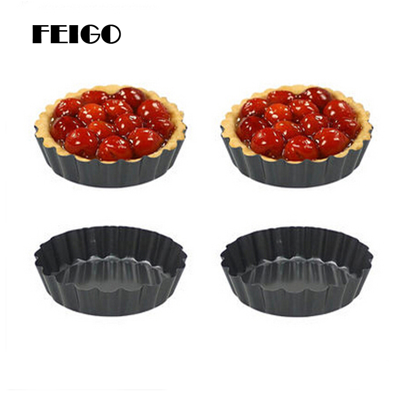 FEIGO 4 pouces mousseline de soie gâteau moule en acier au carbone amovible fond Quiche moule rond gâteau moule casserole bricolage cuisson Gadge