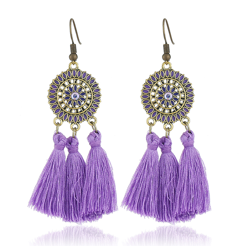 Mode Femme argent 925 bijoux vintage Améthyste Goutte Dangle Boucles d/'oreilles rétro