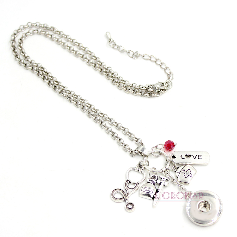 

Wholesale DIY Personalized Gift 18mm Snap Jewelry Medical Assistant Necklace Nurse Snap Necklace For Medical Gift