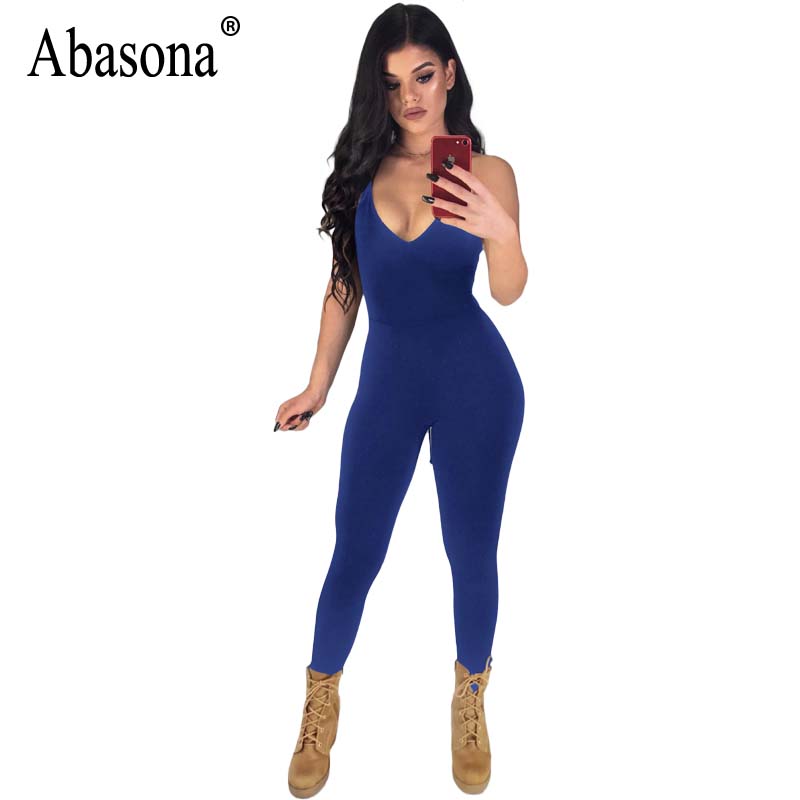 Abasona Women Jumpsuits Rompers Summer Skinny Pants Female Overalls Backless Lace Up Women Bandage Jumpsuit Party Club Romper-image-418746751