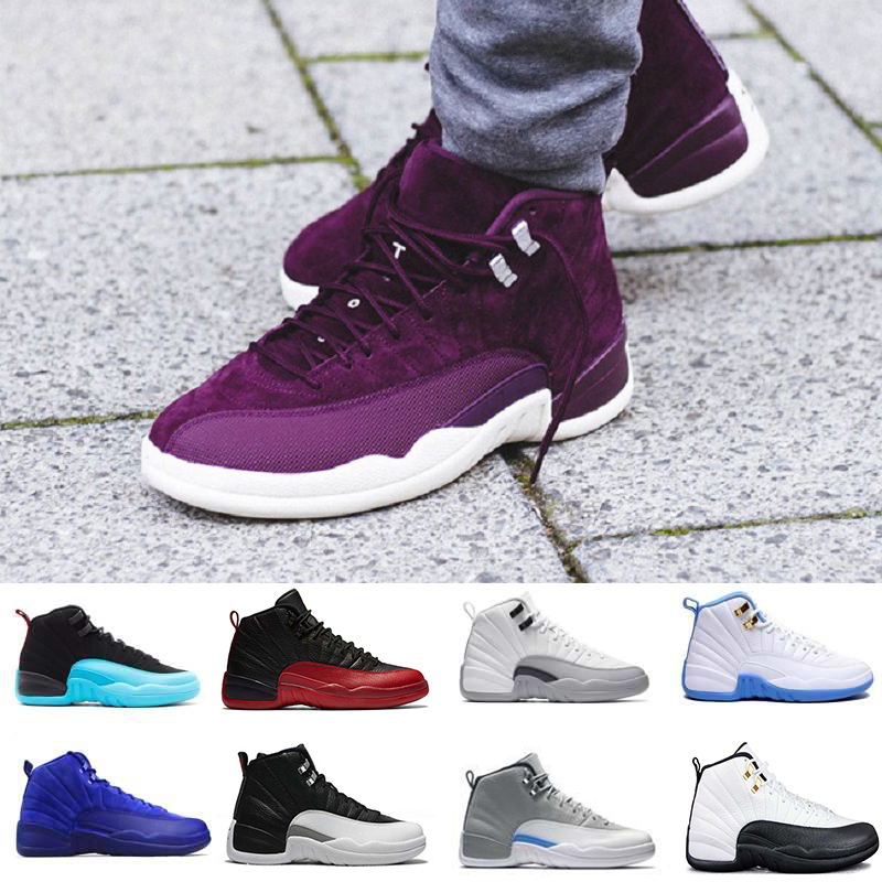 

12 Bordeaux gamma blue wool Basketball Shoes Men Sport Shoe gym red Black Nylon 12s Athletic Trainers Sneakers 41-47