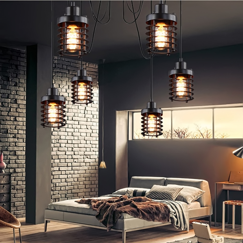 Vintage lumière Loft décor industriel entrepôt anneau pendentif lumière lampes américaines pour Restaurant/chambre décoration de la maison E27