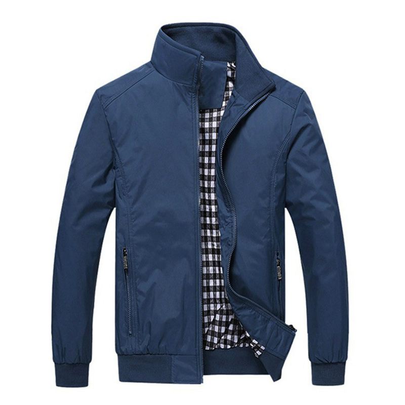 New Men's Spring Autumn Polyester Slim Fit Thin Stand Button Male Casual Jacket Men Short Windbreaker Jackets Coat