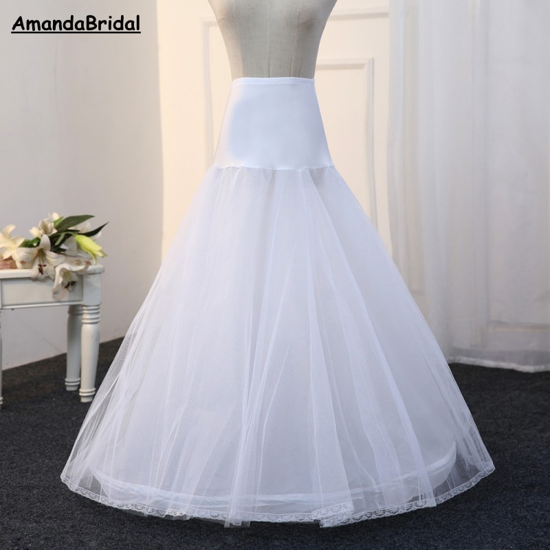 

Amandabridal Long A-line Wedding Bridal Gown Dress Petticoat Underskirt Crinoline Wedding Accessories Jupon Anagua Enaguas Novia, White