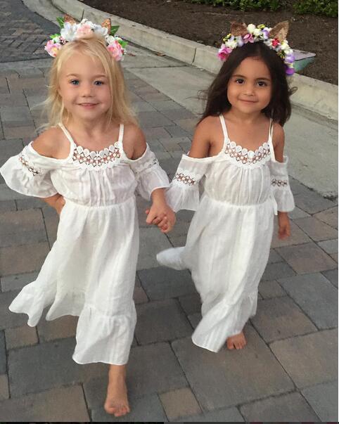 

2018 Summer Princess Wedding Bridesmaid Flower Girl Dress for Child Wear Kids Clothes White Party Tutu Dresses for Girl Clothes