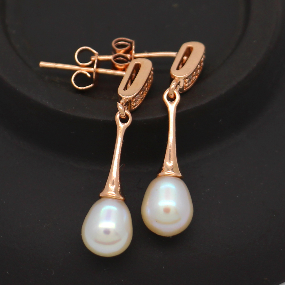 

Party surprise gift fashion natural freshwater pearl earrings rose gold ear stud personality charm jewelry wholesale