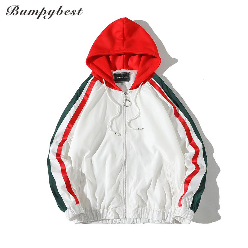 

Bumpybeast 2018 New Windbreaker Hooded Jackets Men Oversize Hip Hop Brand Tracksuit Side fringes Jacket Fashion casual Streetwea, Black