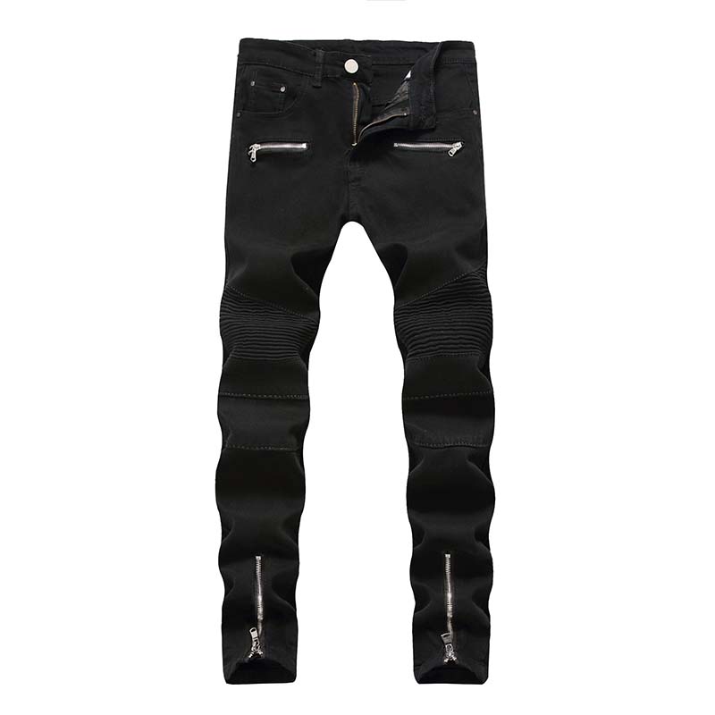 

2019 Men jeans Casual Biker Jeans Denim Pants Split Joint Side Zipper Mid Waist Flexure Fashionable Straight Free Shipping, T-5083