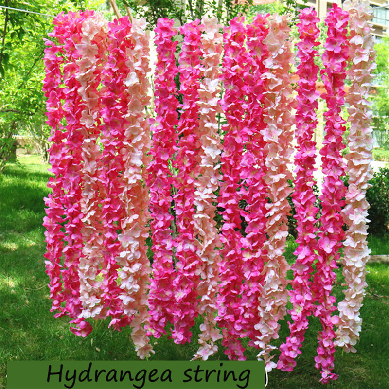 180 CM 10 Couleurs Élégant Fleur De Soie Artificielle Glycine Vigne Hortensia Rotin Pour Décorations De Fête De Mariage Accessoires livraison gra