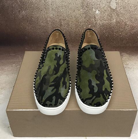 

Luxury Designer Red Bottom Loafers For Men Women Genuine Leather Slip On Platform Casual Sneakers Spikes Wedding Party Flats Men Shoes 35-46