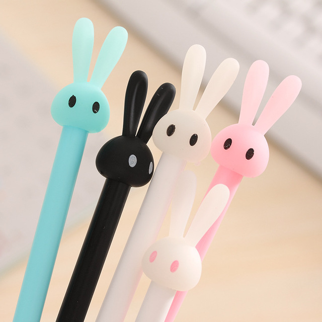 

0.38mm Cute Kawaii Plastic Gel Pen Lovely Cartoon Rabbit Pen For Kids Writing Gift Korean Stationery Student neutral pen, As pic show