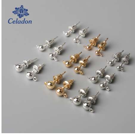 

50 Sets Gold Silver Rhodium Plated Metal Stud Earring Plastic Ear Plugging Earring Back Stopper DIY Jewelry Making Accessories