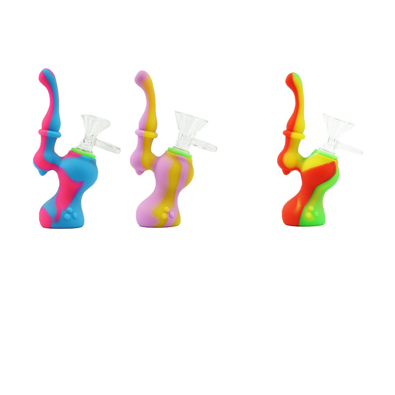 

W35mm*H122mm Silicone Rubber Tobacco Pipe Herb Pipes Vs Glass Bubblers Hookah Bongs Multi Colors Portable Shisha Smoking Pipes